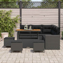 Havesofa Sæt med pude 10 pcs Sort polyrattan