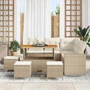 Havesofa Sæt med pude 10 pcs Beige og creme polyrattan