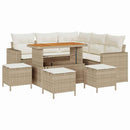 Havesofa Sæt med pude 10 pcs Beige og creme polyrattan