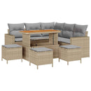 Havesofa Sæt med pude 10 pcs Beige og lys grå polyrattan