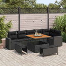 Havesofa Sæt med pude 11 pcs Sort polyrattan