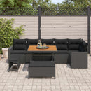 Havesofa Sæt med pude 11 pcs Sort polyrattan