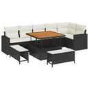 Havesofa Sæt med pude 11 pcs Sort og Cream polyrattan