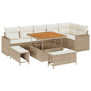 Havesofa Sæt med pude 11 pcs Beige og creme polyrattan