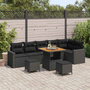 Havesofa Sæt med pude 11 pcs Sort polyrattan
