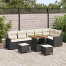 Havesofa Sæt med pude 11 pcs Sort og Cream polyrattan