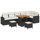 Havesofa Sæt med pude 11 pcs Sort og Cream polyrattan