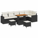 Havesofa Sæt med pude 11 pcs Sort og Cream polyrattan