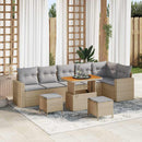 Havesofa Sæt med pude 11 pcs Beige og lys grå polyrattan