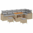 Havesofa Sæt med pude 11 pcs Beige og lys grå polyrattan