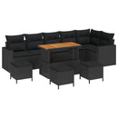 Havesofa Sæt med pude 12 pcs Sort polyrattan