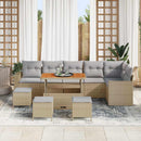 Havesofa Sæt med pude 12 pcs Beige og lys grå polyrattan