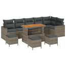 Havesofa Sæt med pude 12 pcs Grå polyrattan