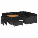 Havesofa Sæt med pude 13 pcs Sort polyrattan