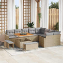 Havesofa Sæt med pude 13 pcs Beige og lys grå polyrattan