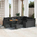 Havesofa Sæt med pude 13 pcs Sort polyrattan