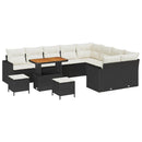 Havesofa Sæt med pude 13 pcs Sort og Cream polyrattan