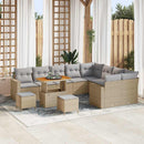 Havesofa Sæt med pude 13 pcs Beige og lys grå polyrattan