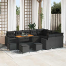 Havesofa Sæt med pude 14 pcs Sort polyrattan