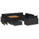 Havesofa Sæt med pude 17 pcs Sort polyrattan