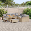 Havesofa Sæt med pude 17 pcs Beige og lys grå polyrattan