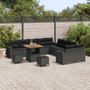 Havesofa Sæt med pude 17 pcs Sort polyrattan