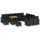 Havesofa Sæt med pude 17 pcs Sort polyrattan