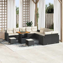 Havesofa Sæt med pude 17 pcs Sort og Cream polyrattan