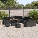 Havesofa Sæt med pude 17 pcs Sort polyrattan