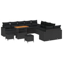 Havesofa Sæt med pude 17 pcs Sort polyrattan