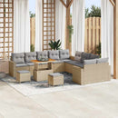 Havesofa Sæt med pude 17 pcs Beige og lys grå polyrattan