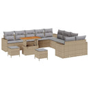 Havesofa Sæt med pude 17 pcs Beige og lys grå polyrattan