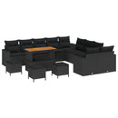 Havesofa Sæt med pude 18 pcs Sort polyrattan