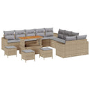 Havesofa Sæt med pude 18 pcs Beige og lys grå polyrattan