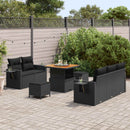 Havesofa Sæt med pude 10 pcs Sort polyrattan