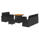 Havesofa Sæt med pude 10 pcs Sort polyrattan