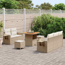 Havesofa Sæt med pude 10 pcs Beige og creme polyrattan