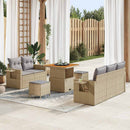 Havesofa Sæt med pude 10 pcs Beige og lys grå polyrattan