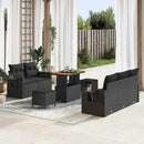 Havesofa Sæt med pude 10 pcs Sort polyrattan