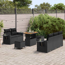 Havesofa Sæt med pude 10 pcs Sort polyrattan