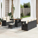 Havesofa Sæt med pude 10 pcs Sort og Cream polyrattan