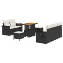 Havesofa Sæt med pude 10 pcs Sort og Cream polyrattan