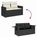 Havesofa Sæt med pude 10 pcs Sort og Cream polyrattan