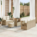Havesofa Sæt med pude 10 pcs Beige og creme polyrattan