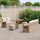 Havesofa Sæt med pude 10 pcs Beige og creme polyrattan