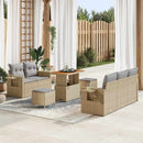 Havesofa Sæt med pude 10 pcs Beige og lys grå polyrattan