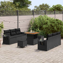 Havesofa Sæt 9 pcs Sort Polyrattan og pulverlakeret stål