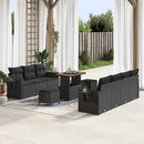 Havesofa Sæt 10 pcs Sort Polyrattan og pulverlakeret stål