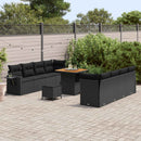 Havesofa Sæt med pude 11 pcs Sort polyrattan