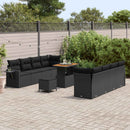 Havesofa Sæt med pude 11 pcs Sort polyrattan